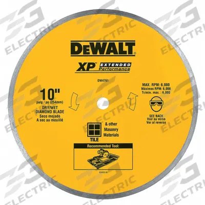 DEWALT Diamond Saw Blade: 10 in Blade Dia., 5/8 in Arbor Size, Wet, For Chop Saw - Multi-Material Blades