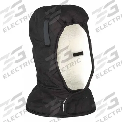 N-FERNO BY ERGODYNE Hard Hat Liner: Nylon, Ears/Head/Neck, Hook-and-Loop, Black - Hard Hat Liners
