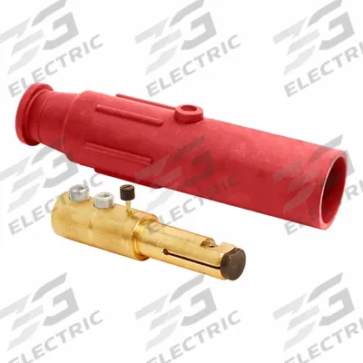 LEVITON Single Pole Inline: Male, Red, 600V AC/600V DC, 600 A, Double Set Screw Termination - Plugs with Set Screw Terminations