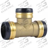 SHARKBITE Push-Fit Tee Fitting: 2 3/8 in OD x 2 in OD x 2 in OD Size, Brass, Coupling, Swivel (MPN UXL0854). Key specifications — Brand: SHARKBITE.