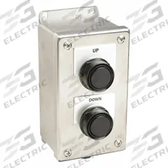 SIEMENS Control Station: (2) Flush Push Buttons, 0 Pilot Lights, 2NO/2NC, Up/Down, (2) Push Buttons (MPN 52C223S). Key specifications — Brand: SIEMENS; Operator Legend: Up/Down; Operator Color: (2) Black; Operator Configuration: (2) Flush Push Buttons; Operator Configuration Type: (2) Push Buttons.