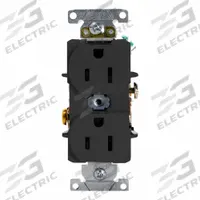 LEVITON Duplex Receptacle Outlet: Duplex, 5-15, Black, 125V AC, 15 A, 2 Pole / 3 Wire (MPN 5252-E)