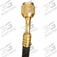 FIELDPIECE Hose: 5 ft Lg, 45° Angle, Black, Rubber, Single Hose, No Valve Termination (MPN HR1). Key specifications — Brand: FIELDPIECE; Includes Valve: No.