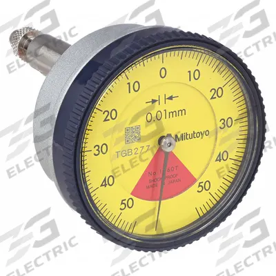 MITUTOYO Back Plunger Dial Indicator: 0 mm to 1 mm, Metric, Back Plunger - Balanced Reading Flat Back Dial Indicators