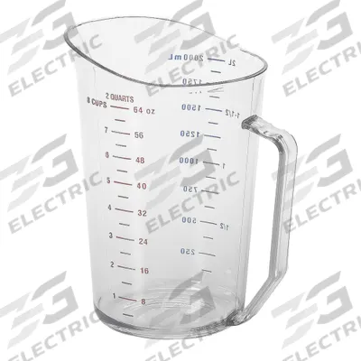 CAMBRO Measuring Cup: Dry/Liquid, 2 qt Capacity, Polycarbonate, Clear, 7 1/2 in Overall Lg - Plastic Measuring Cups