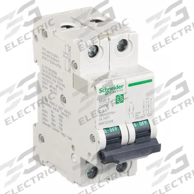 SCHNEIDER Supplementary Protector: 8 A Amps, 14kA at 240V AC, Screw Clamp, C60SP - C-Curve, 2-Pole UL1077 DIN Rail-Mount Supplementary Protectors