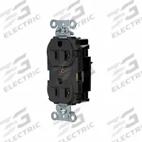 HUBBELL Receptacle: Duplex, 5-20, Black, 125V AC, 20 A, 2 Pole / 3 Wire (MPN 5362STBK)