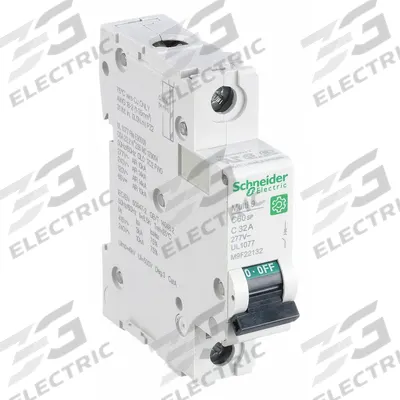 SCHNEIDER Supplementary Protector: 32 A Amps, 60V DC, 14kA at 120/240V AC, Screw Clamp - C-Curve, 1-Pole UL1077 DIN Rail-Mount Supplementary Protectors