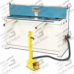 BAILEIGH INDUSTRIAL Machining Shear: Air-Powered, Foot Pedal, 52 in Max. Cut Wd, 16 ga Capacity (MPN SH-5216A). Key specifications — attr67083: BAILEIGH INDUSTRIAL; attr76664: 3/8 in NPT Male.