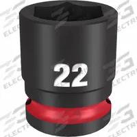 MILWAUKEE Standard Impact Socket: 1/2 in Drive Size, Metric, 22 mm Socket Size, 6-Point, Std (MPN 49-66-6254). Key specifications — attr1215501: MILWAUKEE; attr1215515: Black Phosphate; attr1215518: 22 mm.