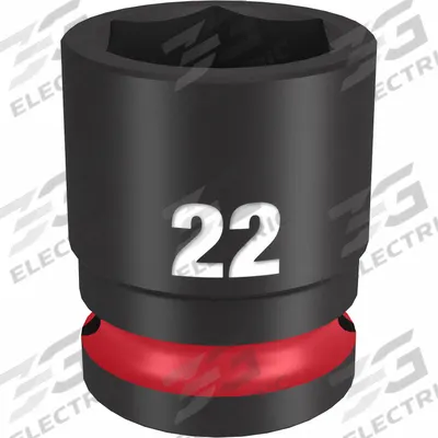 MILWAUKEE Standard Impact Socket: 1/2 in Drive Size, Metric, 22 mm Socket Size, 6-Point - 1/2" Drive Impact Sockets