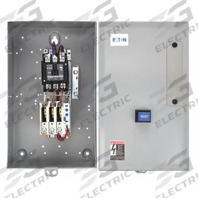 EATON Definite Purpose Magnetic Motor Starter: Non-Reversing, 3 Poles, 50 A, 480V AC Coil - Enclosed Non-Reversing Starters with Thermal Overloads