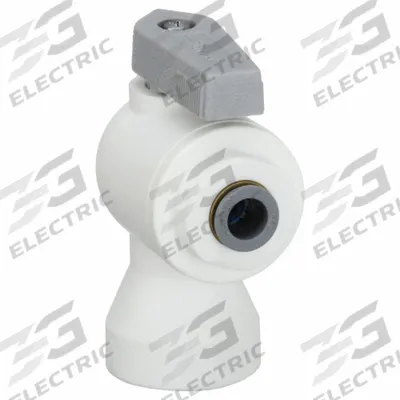 Parker Manual Two-Way Ball Valve: 3/8 in, Polypropylene, Angle, Push x FNPT, One-Piece - Angle-Body Polypropylene Ball Valves