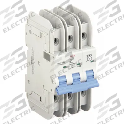 Dayton Miniature Circuit Breaker: 2 A Amps, 10kA at 480V AC - B-Curve, 3-Pole UL489 DIN Rail-Mount Miniature Circuit Breakers