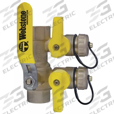WEBSTONE Purge and Fill Valve: 1 in, Brass, 600 psi Max. Op Pressure, Full Port Ball Port - Brass Purge & Fill Valves