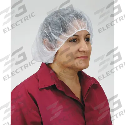 CONDOR Bouffant Cap: Gen Use, Polypropylene, Pleated Bouffant, White, 21 in Dia - Bouffants