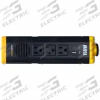 POWERDRIVE Inverter: Modified Sine Wave, Cigarette Lighter Input, 150 W Continuous Output Power (MPN PWD150S). Key specifications — Brand: POWERDRIVE; DC Connection: Cigarette Lighter Input; Input Voltage: 11 to 15V DC; Inverter Output Form: Modified Sine Wave; Output Frequency: 58 to 62 Hz; Output Voltage: 115VAC.