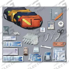 Trauma PAC: 80 Components, Nylon, Bag, Black, Medication Included, Nylon (MPN 859). Key specifications — Brand: EMI; Adhesive Bandages Included: Adhesive Tape; Product Type: Trauma PAC; PPE and Disposal Equipment Included: CPR Lifeshield; Oral and Inhalant Medicinals Included: (4) Ammonia Towelettes; Tools Included: EMS Shears; Topical Medicinals Included: (8) Antimicrobial Hand Wipes; Wound Dressings Included: Burn Dressing.