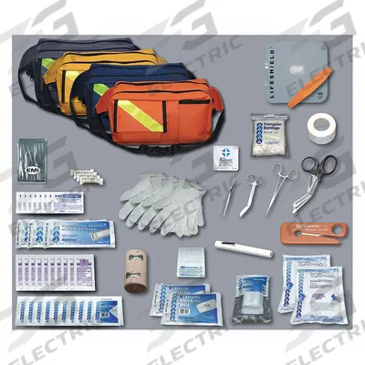 EMI Trauma PAC: 80 Components, Nylon, Bag, Black, Medication Included - Fanny Pack Trauma Kits