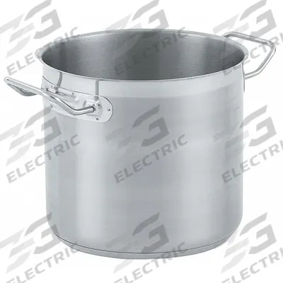 VOLLRATH Stock Pot: 18 qt Capacity, Stainless Steel, 0.8 mm Gauge, Lid Included - Stock Pots with Covers