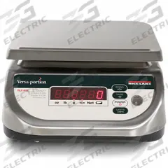 RICE LAKE WEIGHING SYSTEMS Food Scale: 7 7/8 in Weighing Surface Dp, 9 3/8 in Weighing Surface Wd (MPN RLP-60S). Key specifications — Readability: 10 g/0.02 lb/0.2 oz; Brand: RICE LAKE WEIGHING SYSTEMS; IP Rating: IP68.