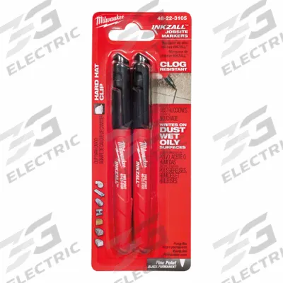 MILWAUKEE Ink Industrial Marker: Bullet, Black, Std Actuation Style, Point - General Purpose Ink Markers