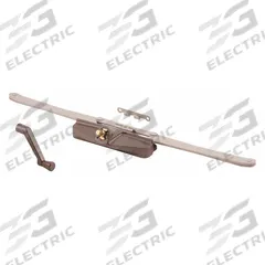 TRUE HARDWARE Window Operator: Crank, Handle Included, Non-Handed, Sash, Brown, 4 3/16 in Base Lg (MPN TH 23011). Key specifications — Brand: TRUE HARDWARE; For Use With: Casement Windows; Finish: Enamel Coated; Color: Brown; Handing Orientation: Non-Handed; Handle Type: Crank; Mounting Location: Sash; Product Type: Window Operator.