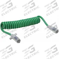 GROTE Coiled Power Cord: Die-Cast Plugs, 12 ft Wire Lg, 12 ft Overall Lg (MPN 87100)