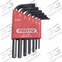 PROTO Hex Key Set: 6 - 10 Pieces, L, SAE, Std End, Short, 7 Pieces, Holder, Black Oxide, 2 Tips (MPN J4982). Key specifications — attr1205553: Not Tether Capable; attr1205554: PROTO; attr1205568: Black Oxide; attr1293176: 6 - 10 Pieces.