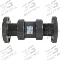 HAYWARD Check Valve: Ball, Inline Valve Body, PVC, 6 in Pipe Size, Flange x Flange, For Water Media (MPN TC1600FE). Key specifications — Ball Material: PVC; Brand: HAYWARD.