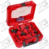 MILWAUKEE Plumber Self Feed Drill Bit Set: Hex, 6 1/2 in Overall Lg, Steel, 1/4 in Shank Hex Size (MPN 49-22-5100). Key specifications — attr255730: (1) 5-1/2 in Extension; attr325817: Plumber Self Feed Drill Bit Set; attr277224: MILWAUKEE.