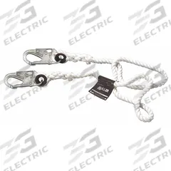 MILLER BY PIP Positioning Lanyard: Steel Snap Hook, Steel Snap Hook, 20 ft Lg, 310 lb Capacity (MPN 201RLS-2-Z7/20FTWH). Key specifications — Color: White; Brand: MILLER BY PIP; Adjustable Length: No.
