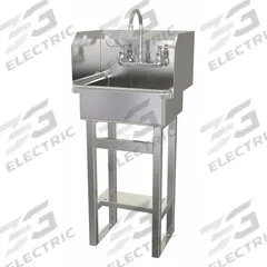 SANI-LAV Hand Sink: 43 1/2 in Overall Ht, 17 in Bowl Lg, 7 in Bowl Dp, 0.5 gpm Flow Rate, 16 ga (MPN 727F.5). Key specifications — Includes Side Splash: Side Splash Included; Brand: SANI-LAV.
