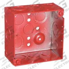 RACO Electrical Box: Steel, Steel - Red Boxes for Life Safety Alarm Circuits Material & Nominal Size (MPN 911-3). Key specifications — Brand: RACO; Bracket Style: Without Bracket; Clamp Style: Without Clamps.