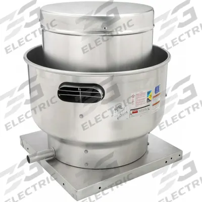 Dayton Centrifugal Upblast Roof Exhaust Fan: Belt Drive, Less Drive Pack, 11 1/4 in Wheel - Kitchen Air High-Pressure Belt-Drive Fans without Drive