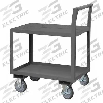 APPROVED VENDOR Utility Cart: 1,200 lb, 43 in L x 26 in W x 34 in H Overall Dim, 2 Shelves - Low-Profile Utility Carts with Lipped Metal Shelves