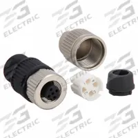 HARTING M12 Circular Connector: A Coded, 4 Socket, M12 Female Thread, IP65/IP67, HARAX Quick-Connect (MPN 21032122305). Key specifications — Connector Body Type: Socket; Coding: A; Brand: HARTING; Voltage Rating: 50V; Thread Size: M12; Mounting Style: Female Thread; IP Rating: IP67; Housing Material: Zinc Die-Cast.