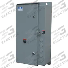 EATON NEMA Magnetic Motor Starter: Non-Reversing, 3 Poles, NEMA Size 5, 270 A, 24V AC Coil (MPN ECN0552TAA-R63/G). Key specifications — attr211388: EATON; attr951451: 1NO/1NC; attr951453: 24V AC; attr951489: Three; attr984425: 1NO/1NC; attr984429: Pilot Light; attr997361: None (Not Applicable to Electronic Overloads).