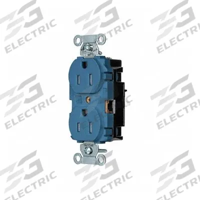 HUBBELL Receptacle: Duplex, 5-15, Blue, 125V AC, 15 A, 2 Pole / 3 Wire (MPN 5262STBLTR) - General Purpose Receptacles