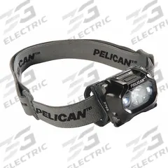 Safety-Rated Headlamp: 155 lm, 6 hr Run Time at Max. Brightness, 81 m Max Beam, 3 Light Outputs (MPN 2765C). Key specifications — Brand: PELICAN; Battery Requirements - Broad: Includes 3 AAA.