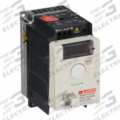 SCHNEIDER Variable Frequency Drive: In Phase Single, Out Phase Three, 11/20 hp, IP20, No Bypass (MPN ATV12H037F1). Key specifications — Style: Heat Sink; Color: Black/Blue/Gray; Output Voltage: 200-240V AC; Output Phase: Three.