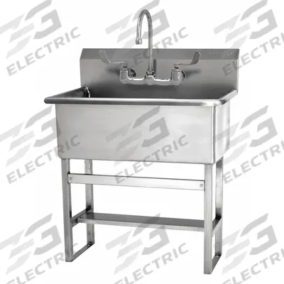 SANI-LAV Scrub Sink: 45 1/2 in Overall Ht, 22 in Bowl Lg, 10 1/2 in Bowl Dp - One-Station Freestanding Hand Sinks with Faucets