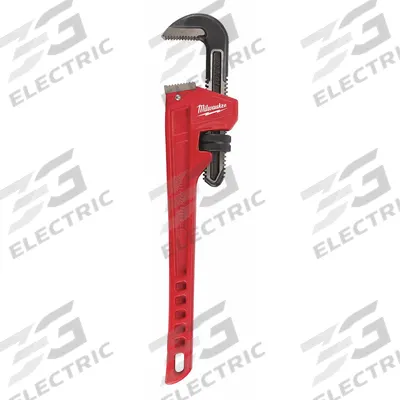 MILWAUKEE Pipe Wrench: Alloy Steel, 2 1/2 in Jaw Capacity, Serrated, 18 in Overall Lg - Straight Pipe Wrenches