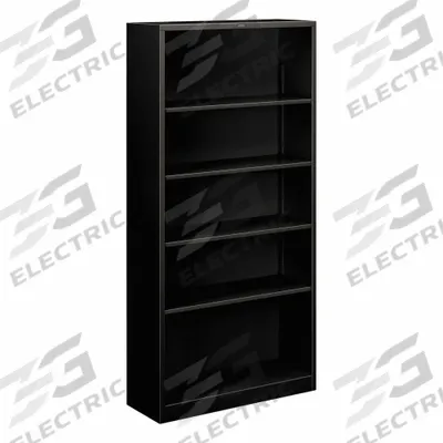 HON Bookcase: Black, Steel, 71 in Overall Ht, 34 1/2 in Overall Wd, 12 5/8 in Overall Dp - Stationary Bookcases