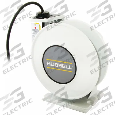 HUBBELL WIRING DEVICE-KELLEMS Extension Cord Reel: Ratchet Lock, 25 ft Cord Lg, 12 AWG, SJO - Hardwired Self-Retracting Cord Reels