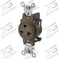 LEVITON Receptacle: Single, 6-20, Brown, 250V AC, 20 A, 2 Pole / 3 Wire (MPN 5821)