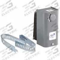 JOHNSON CONTROLS Line Volt Mechanical Tstat: Heat and Cool, 200° to 240°F (MPN A19DAF-2C). Key specifications — Control Type: Screwdriver; Switch Type/Action: SPDT, Open/Close on Rise; Temperature Control Range: 200° to 240°F; Temperature Differential: 3.5°F; Voltage: 24 to 277V AC; Brand: JOHNSON CONTROLS.