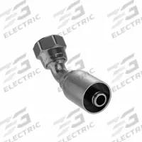 PARKER Hydraulic Crimp Fitting: Steel x Steel, 45° Elbow, -8 For Hose Dash Size, Female x Genderless (MPN 13777-10-8). Key specifications — Fitting Gender: Female x Genderless; Fitting Connection Type: JIC x Crimp; Thread Size: 7/8"-14; For Hose Dash Size: -8; Brand: PARKER.