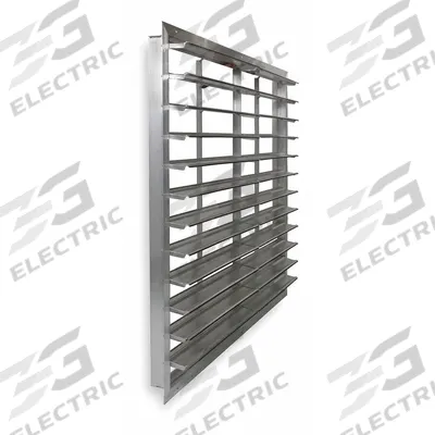 Dayton 51"H-W 5.75"L Alu Wall Exhaust Shutter: For 48 in Fan, Double Panel, 51 in H - Wall-Mount Backdraft Dampers