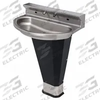 ACORN Wash Fountain: Black/Silver, Stainless Steel, Oval, 17 1/4 in Overall Wd, P-Trap Drain, 3401 (MPN 3402-2-SO-VPB-MXTP). Key specifications — Bowl Shape: Oval; Drain Type: P-Trap; Color: Black/Silver; Brand: ACORN; Series: 3401; Sink Material: Stainless Steel; ADA Compliant: Not ADA Compliant.